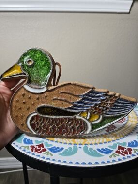 Victoria Littlejohn Ceramics Signed Duck Wall Hanging Trivet Vintage